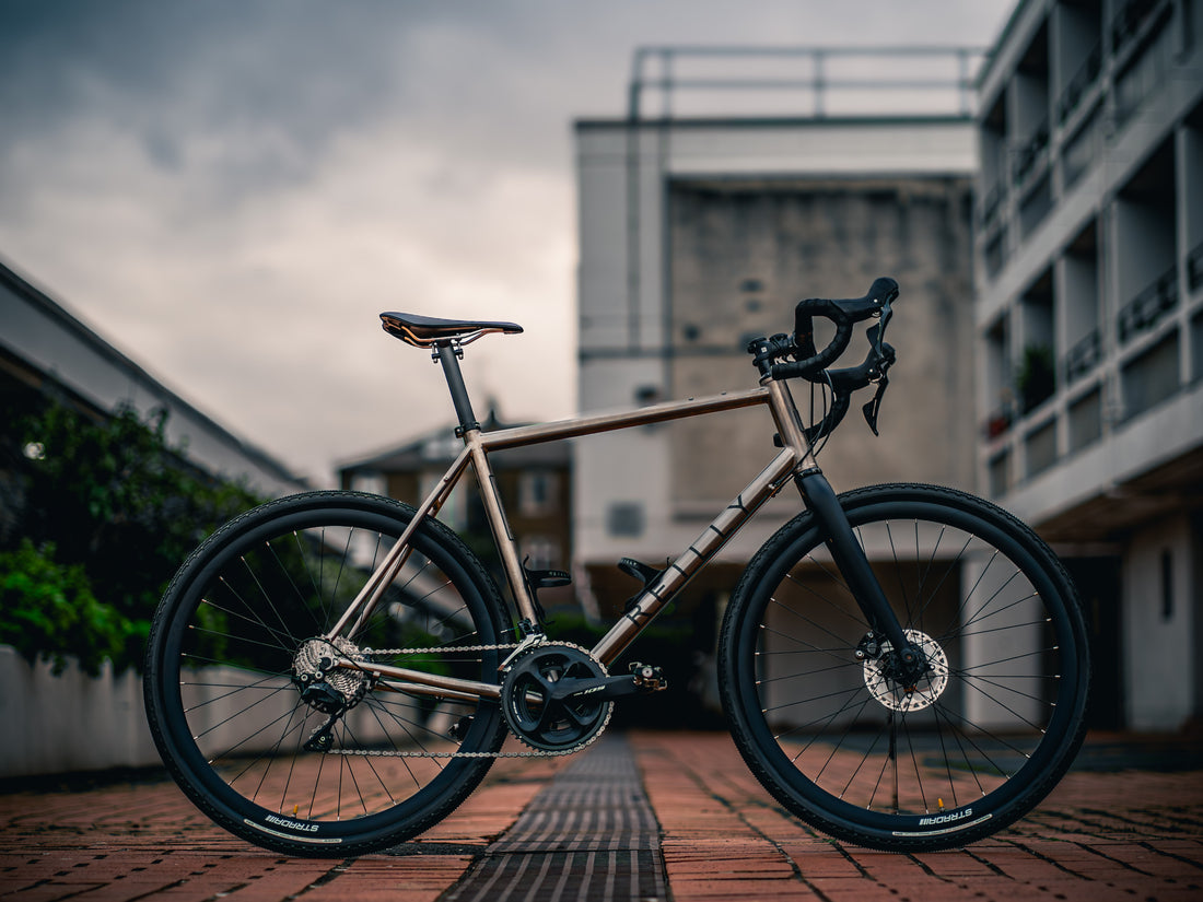 Gravel bike in urban setting.