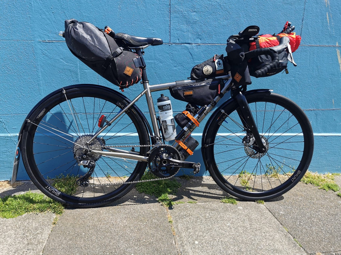 A fully packed adventure bike.