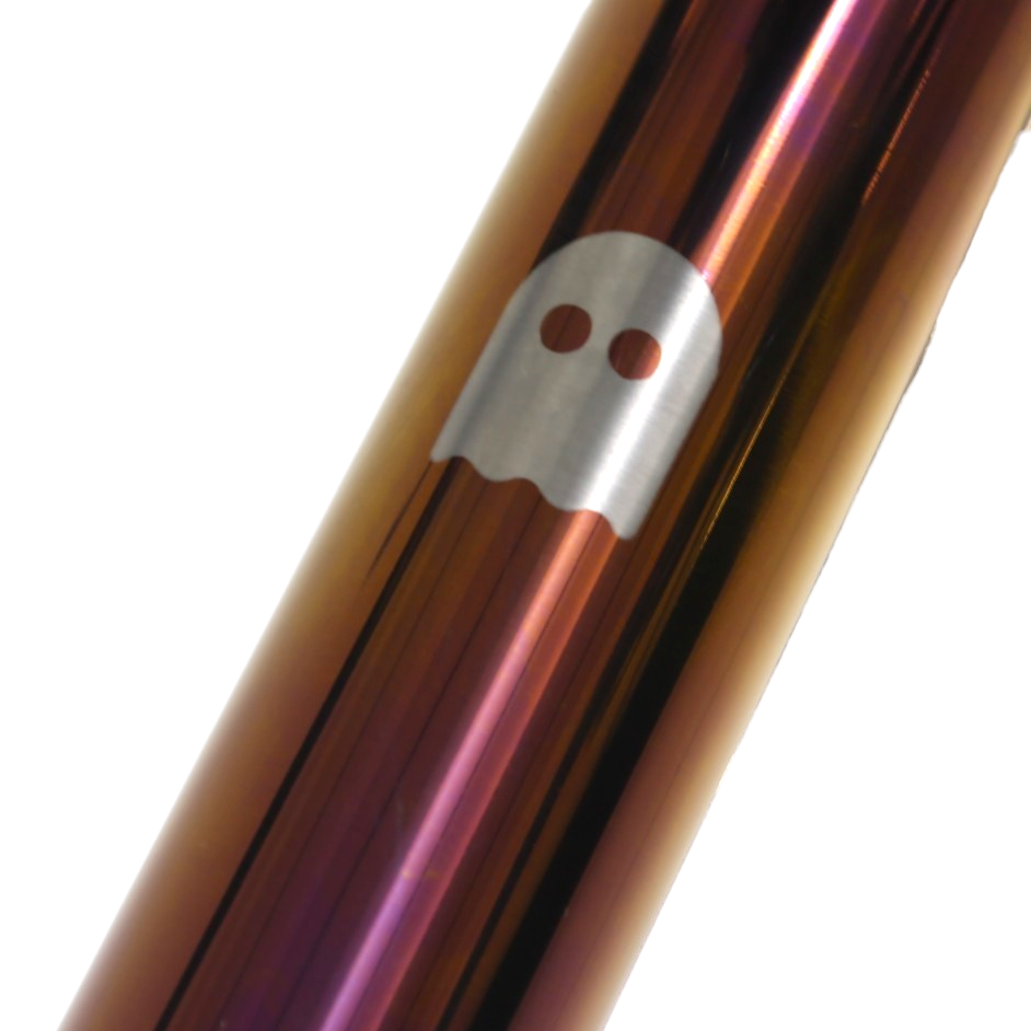 An anodised tube with a ghost shape.